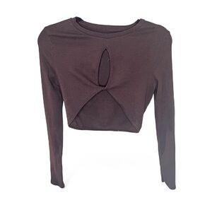 AEROPOSTALE | Brown Long Sleeve Twist Front Crop Top | Size Medium M EUC